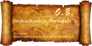 Ondrejkovics Barnabás névjegykártya